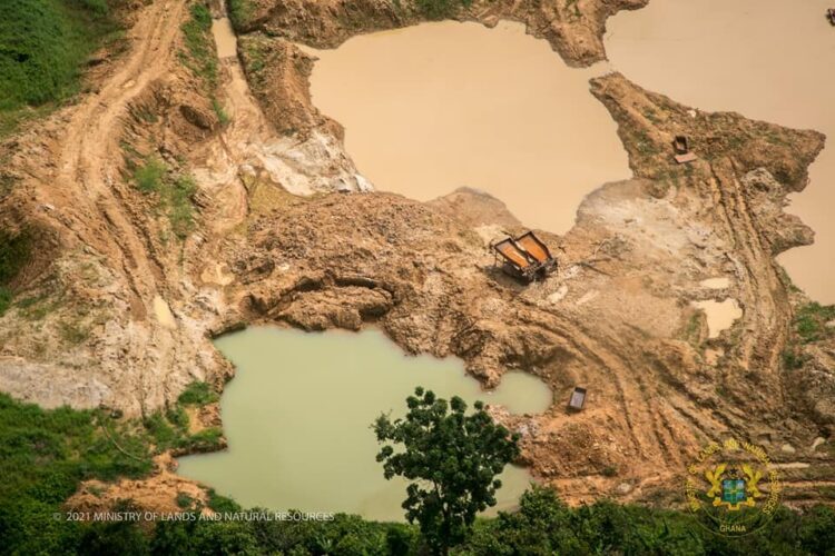 PHOTOS: Aerial view of water bodies destroyed by galamsey activities