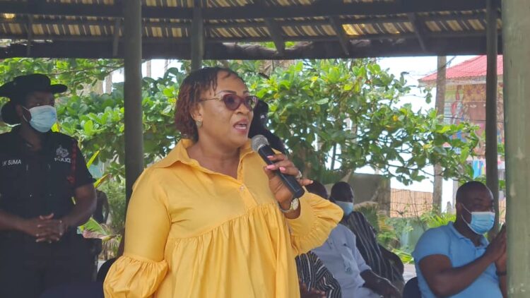 Hawa Koomson distributes food items, fishing nets to fishers