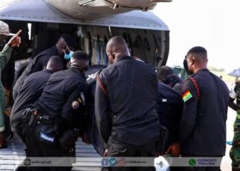Mortal remains of two gallant officers, three injured airlifted to Accra