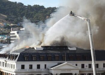 South Africa parliament fire flares up again