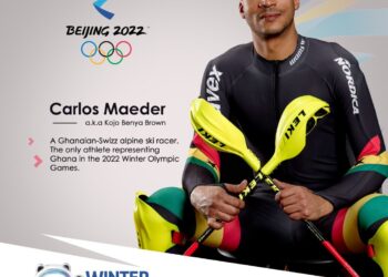 Ghana makes history as Alpine Skier Carlos Maeder hoists Ghana Flag at Beijing 2022 Winter Olympics