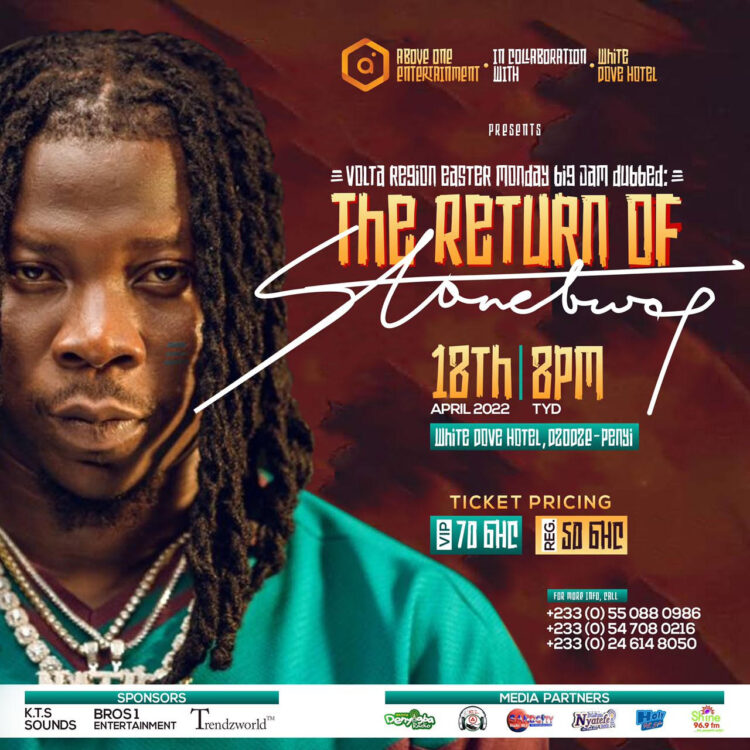 Stonebwoy takes Easter Concert to White Dove Hotel in Dzodze April 18