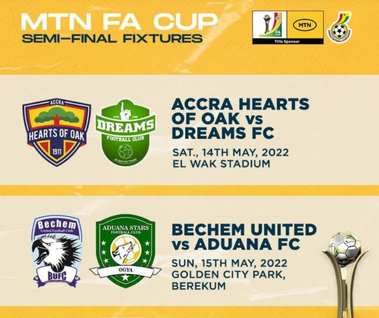 MTN FA Cup Semi-Finals matches to be plauyed on May 14, 15