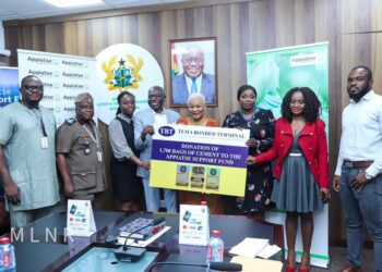 Peewood and Tema Bonded Terminal donate 1,700 bags of cement to Apiate Support Fund