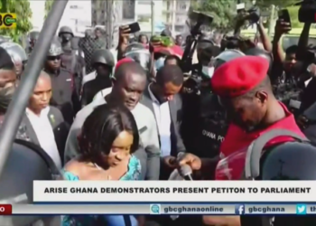 Arise Ghana demonstrators present petition to Ministry of Finance
