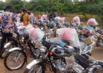 Kwahu: Afram Plains South DCE donates motorbikes to Assembly Members