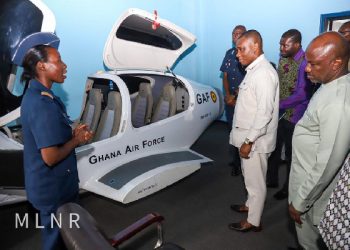 Mireku Duker inspects aircraft to fight galamsey