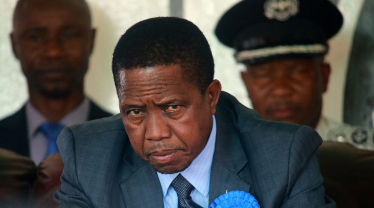 Zambian President Edgar Lungu attends the inauguration day of the Agriculture and Commercial fair on August 5, 2017 in Lusaka. - Lungu invoked emergency powers last month, increasing police powers of arrest and detention, and blaming opposition parties for a string of arson attacks. (Photo by SALIM DAWOOD / AFP) (Photo by SALIM DAWOOD/AFP via Getty Images)