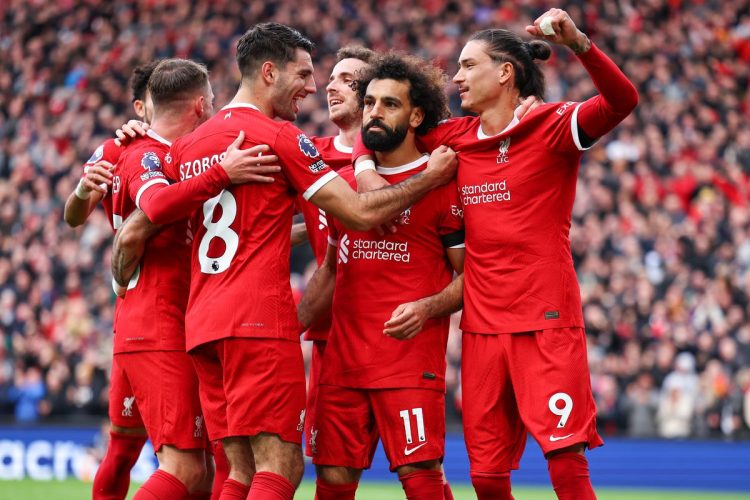 PL: Salah double gives Liverpool derby win over 10-man Everton