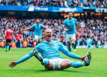 PL: Haaland double sinkd to send Man City top