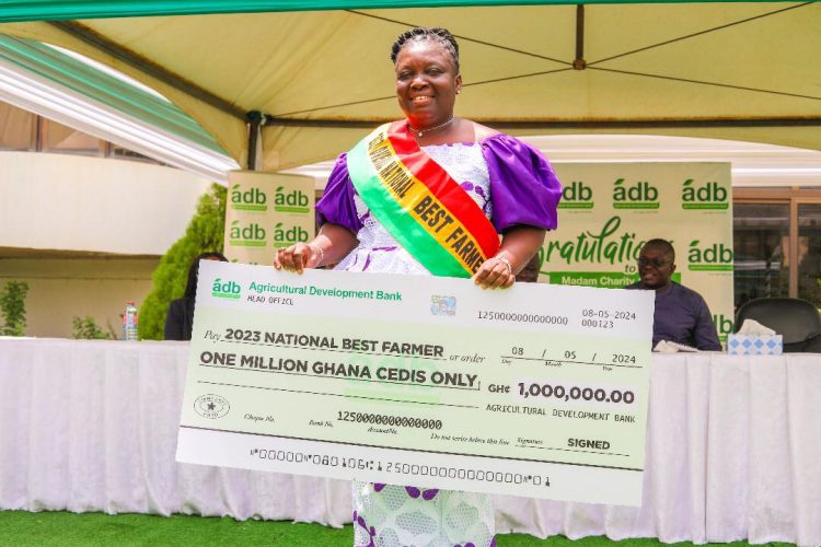 2023 National Best Farmer, Madam Charity Akortia receives award prize