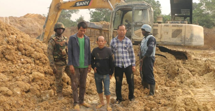 WN/R: Two Chinese nationals, four Ghanaians arrested in coordinated Galamsey crackdown at Bodi
