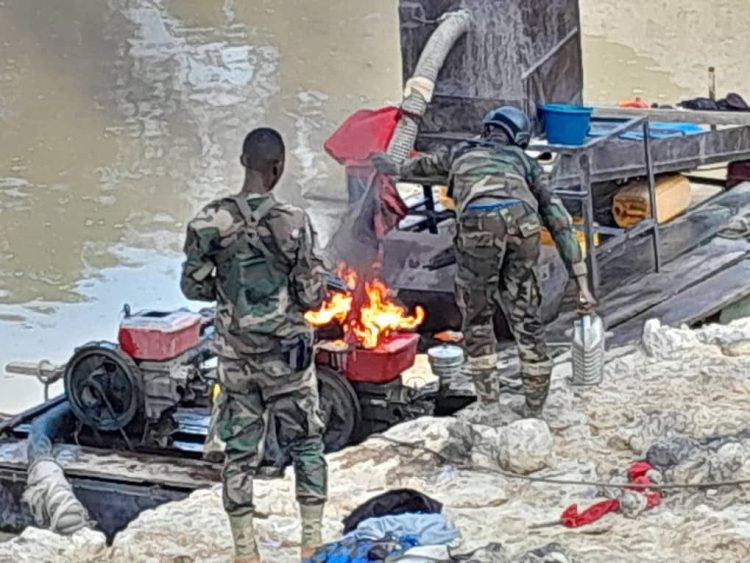 A/R: Illegal mining camp set ablaze; 12 excavators seized in Offinso shelter belt reserve