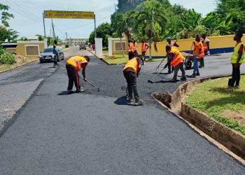 Defence minister facilitates asphalt overlay construction works at Pope John SHS ahead of 67th anniversary