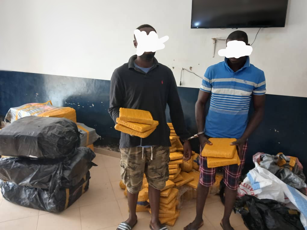 Two men in possession of 519 compressed parcels of substances suspected to be Indian hemp