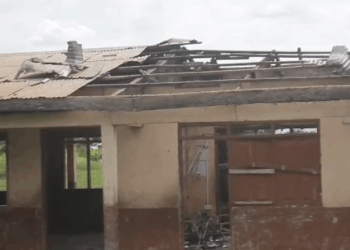 Parts of Nyamebekyere Basic School in Afram Plains South razed down by fire